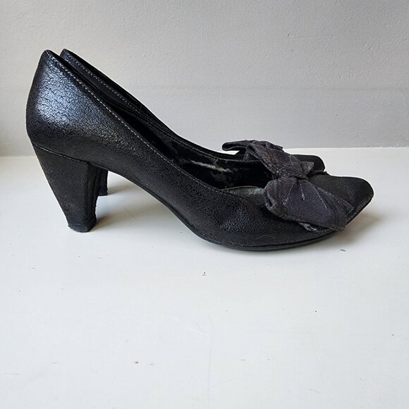 Vera Pelle charcoal grey heels with bow - Picture 5 of 9
